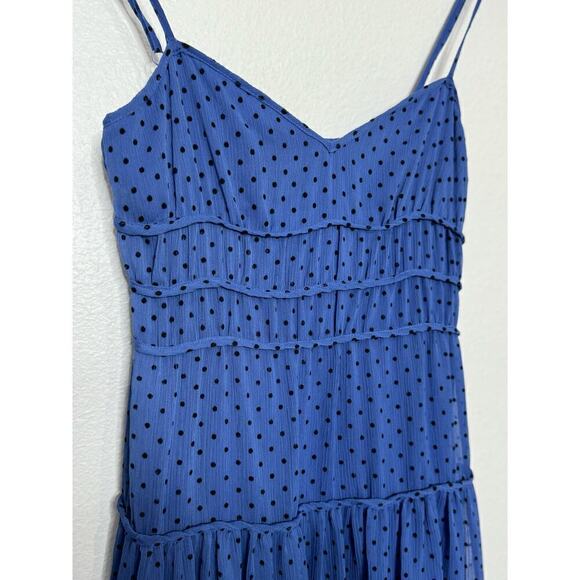 Talulah Dress Midi Tiered Polka Dot Blue Black Size‎ Small - Picture 3 of 10